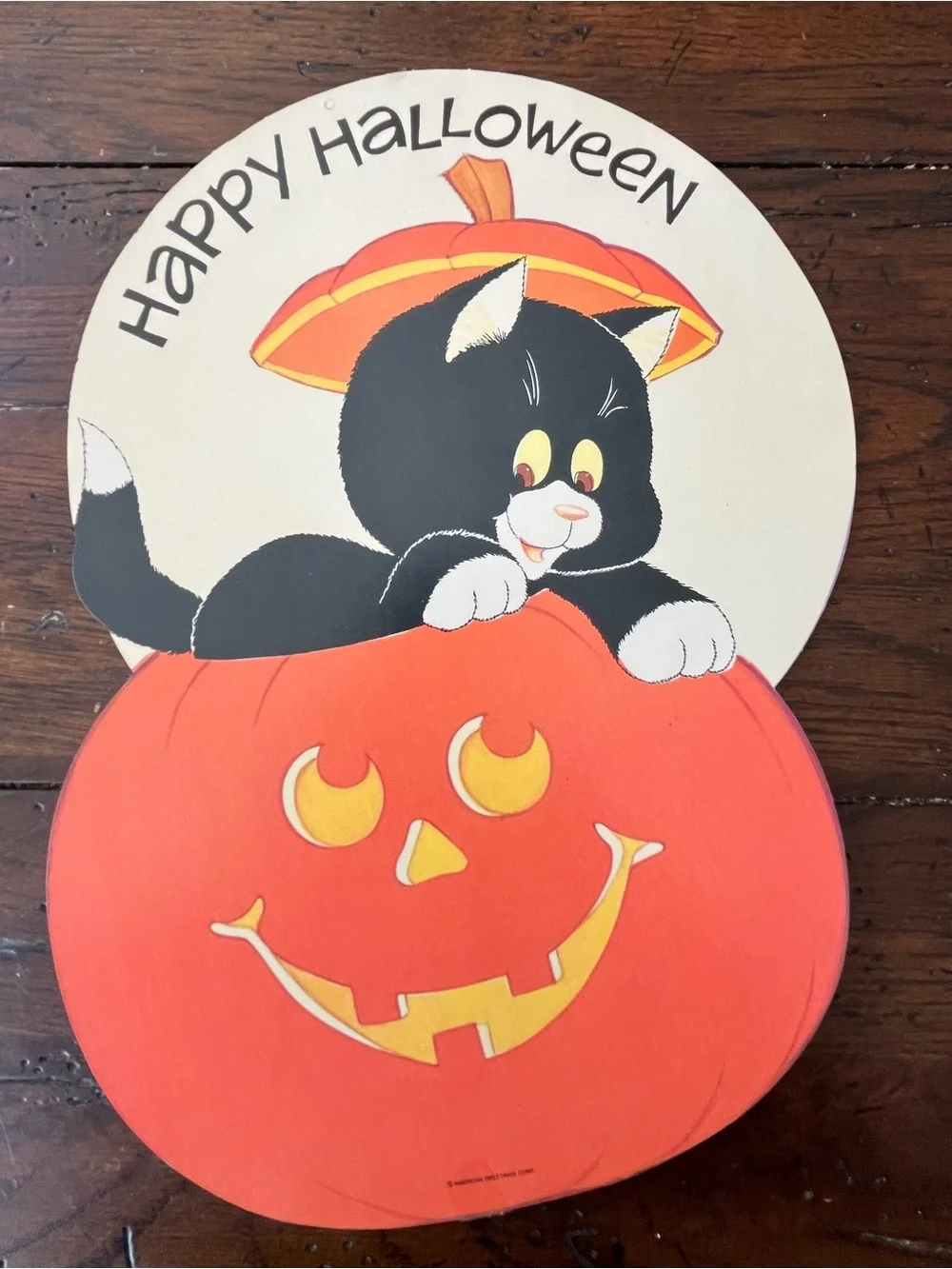 Vintage Eureka Halloween Decorations Flocked Pumpkin & Cat Lot 5 Decorations